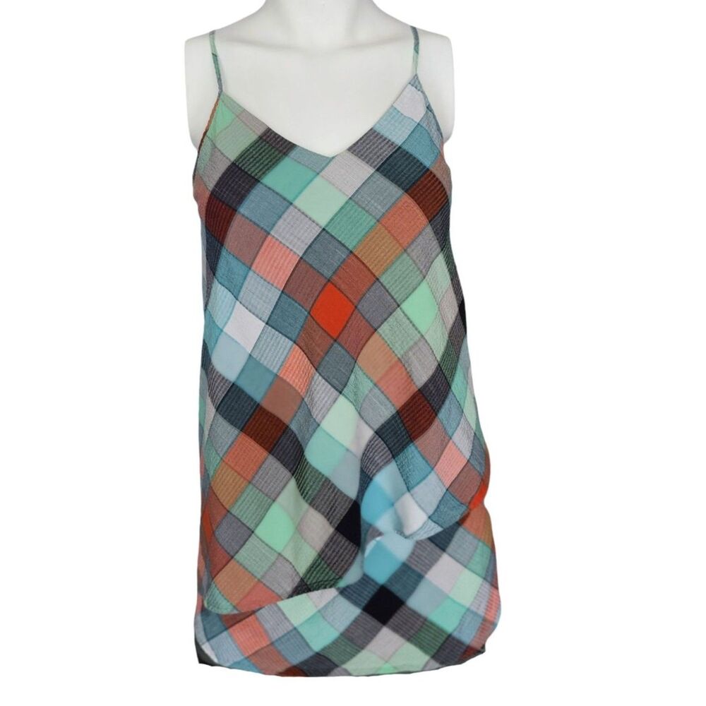 Patagonia Womens Plaid Dappled Light A-Line Dress Strappy Tie Back